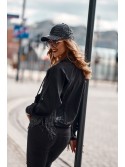 Hanorac oversize dama cu franjuri, negru FI671 - Magazin online - Boutique